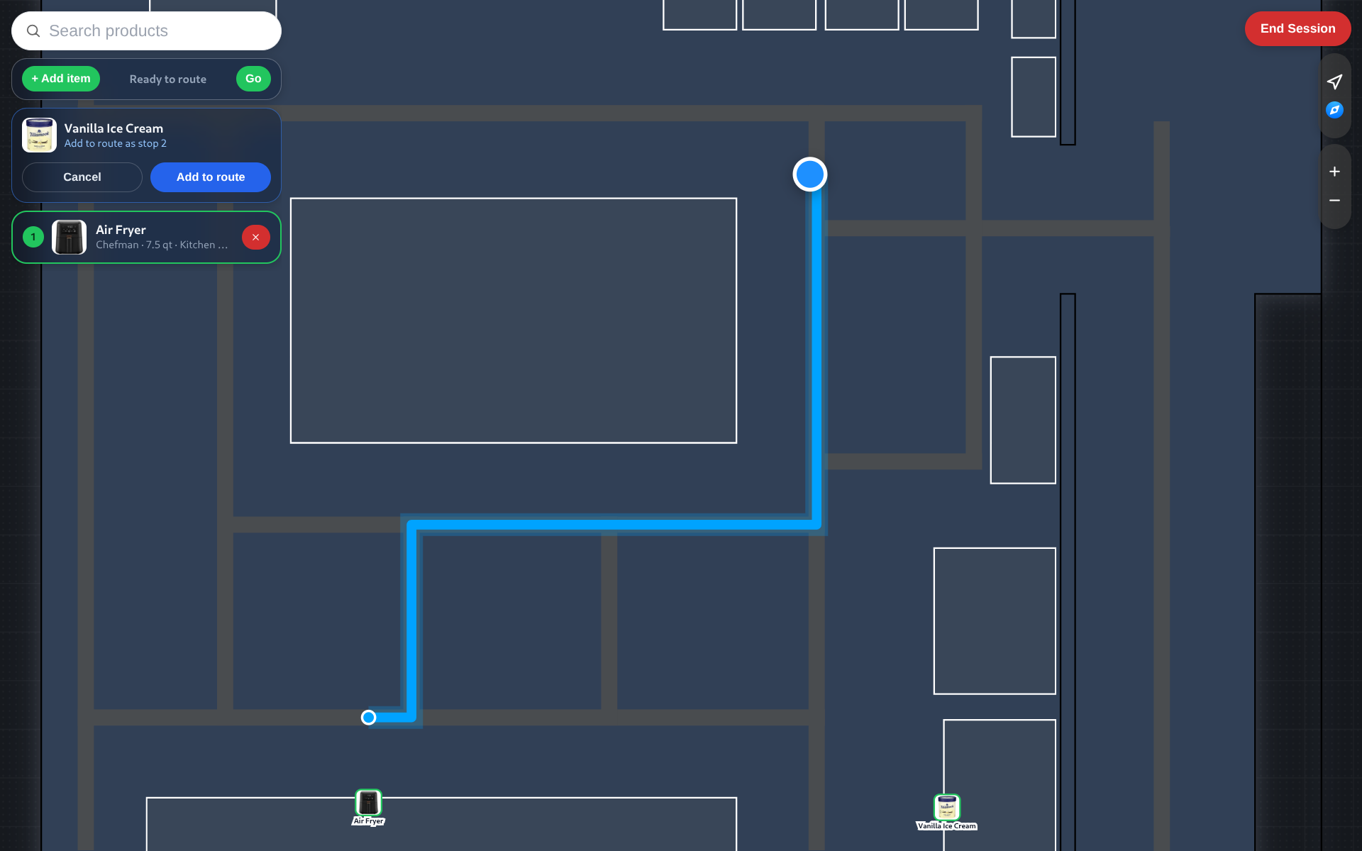Add items to route